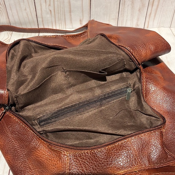 Jing Pin Pi Ju Brown Patchwork Leather Shoulder Bag - Picture 4 of 6